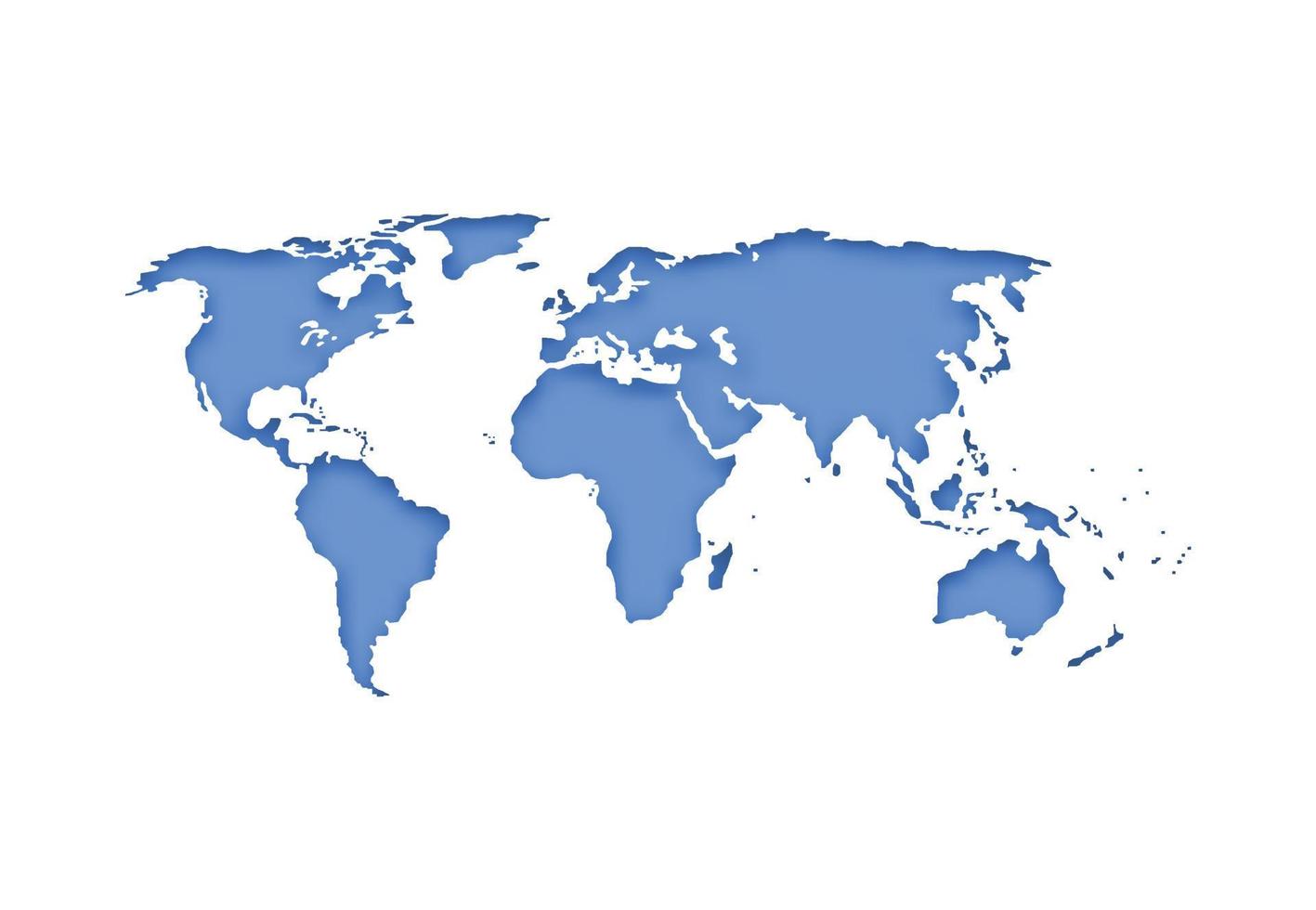 mappa del mondo 3d. mappa blu terra e ombra per infografica aziendale, concetto di eco. illustrazione vettoriale