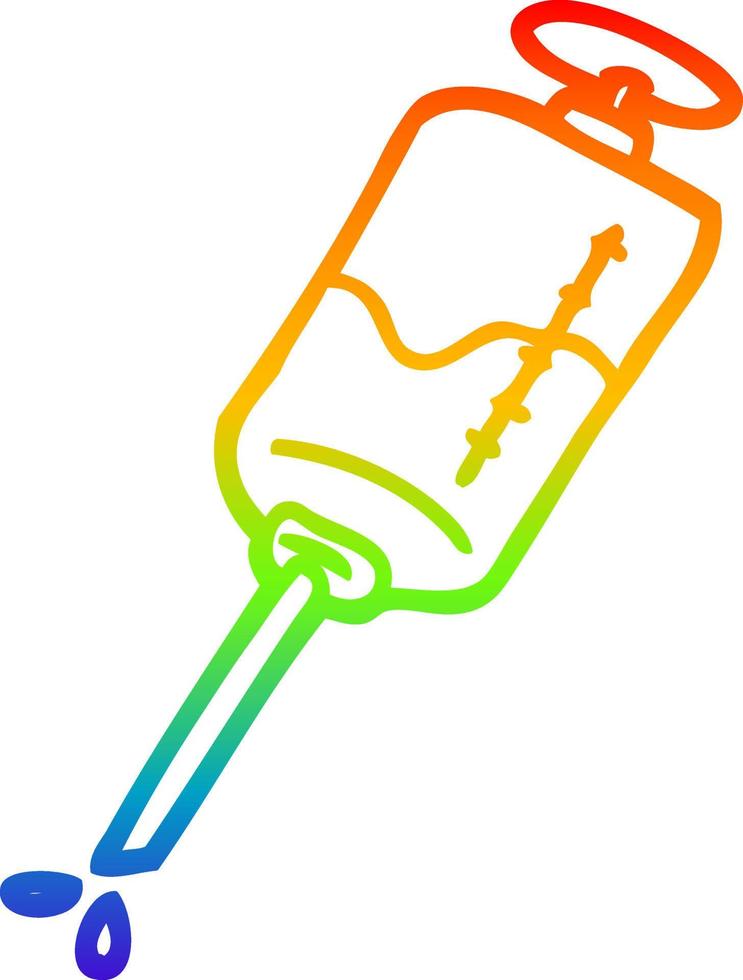 iniezione di cartoni animati di disegno a tratteggio sfumato arcobaleno vettore