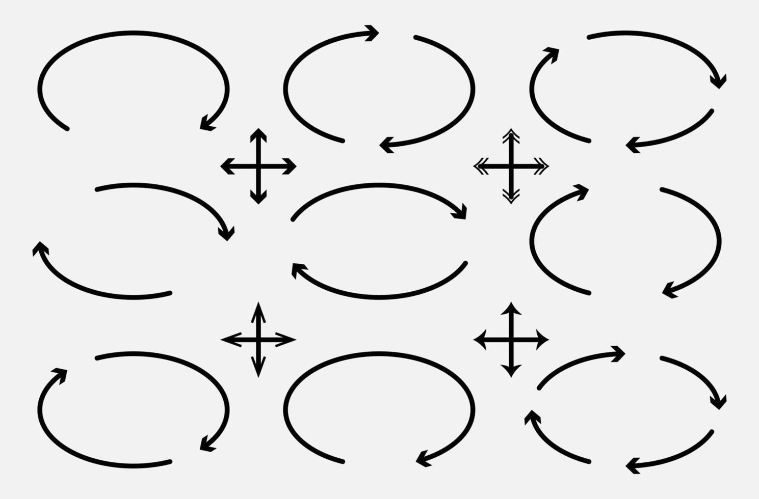 frecce grandi set di icone nere. icona della freccia. raccolta di vettore di freccia. freccia. cursore. moderne semplici frecce. illustrazione vettoriale