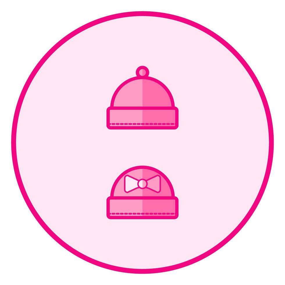 cappelli. icona bambino rosa su sfondo bianco, disegno vettoriale line art.