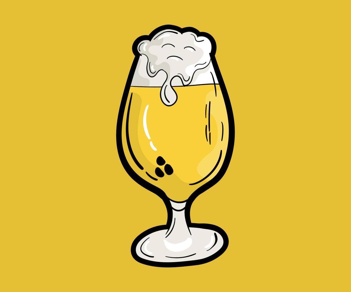 stile disegnato a mano di doodle dell'alcool della birra di vetro vettore