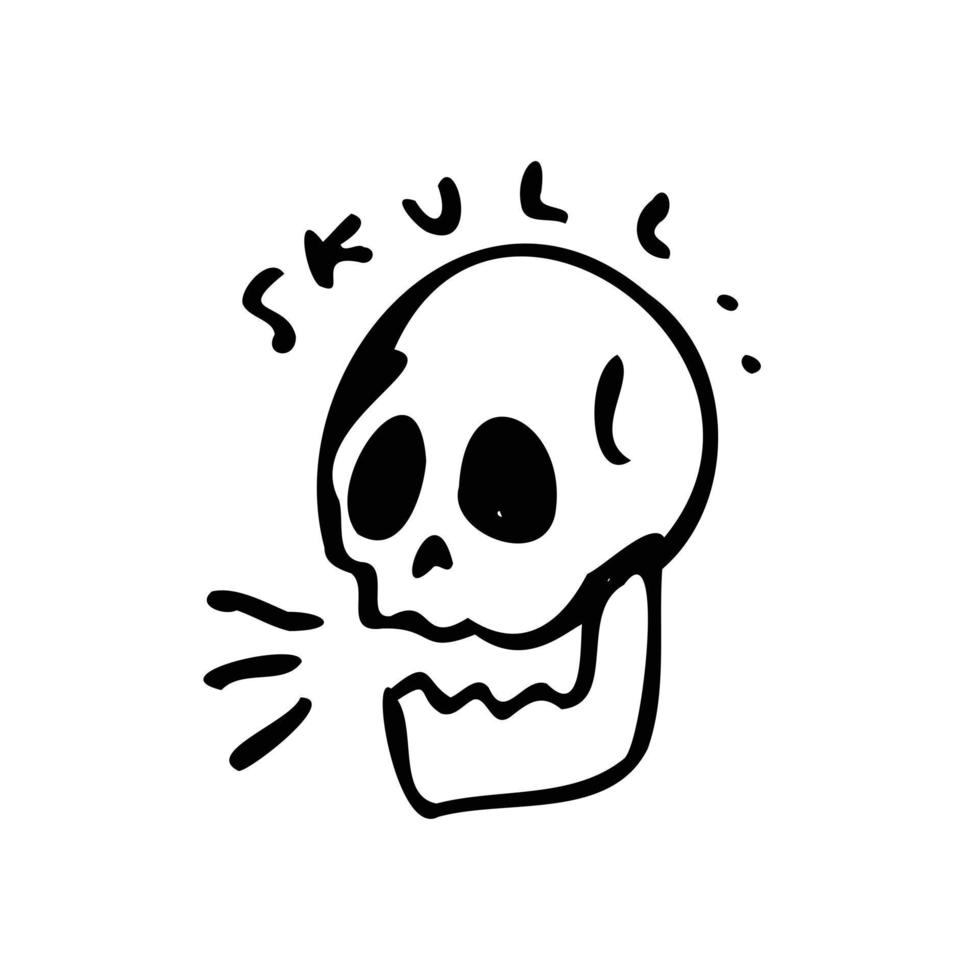disegno dell'illustrazione disegnata a mano del cranio semplice per il tatuaggio vettore