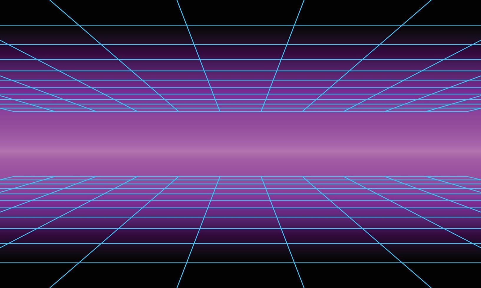 disegno astratto del fondo del wireframe 3d. Stile retrò futuristico degli anni '80 per la carta da parati. progettazione grafica di tecnologia moderna vettore