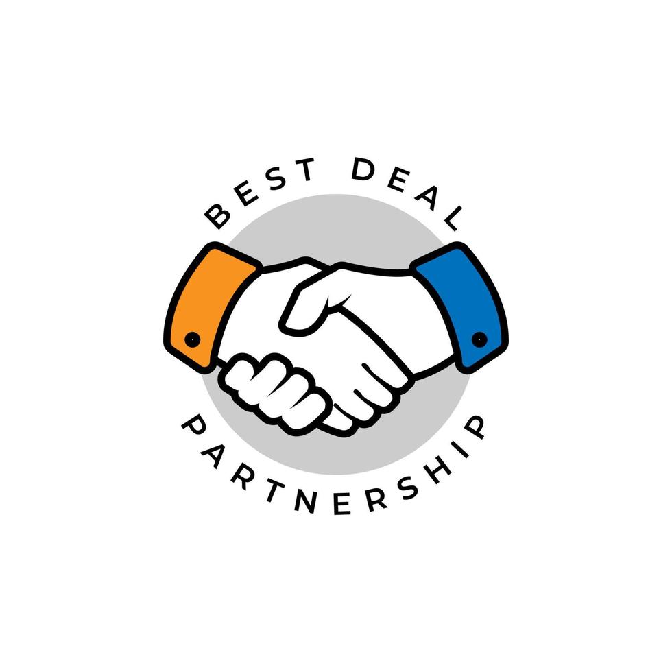 modello di progettazione del logo di stretta di mano e partnership. miglior affare logo design vettore