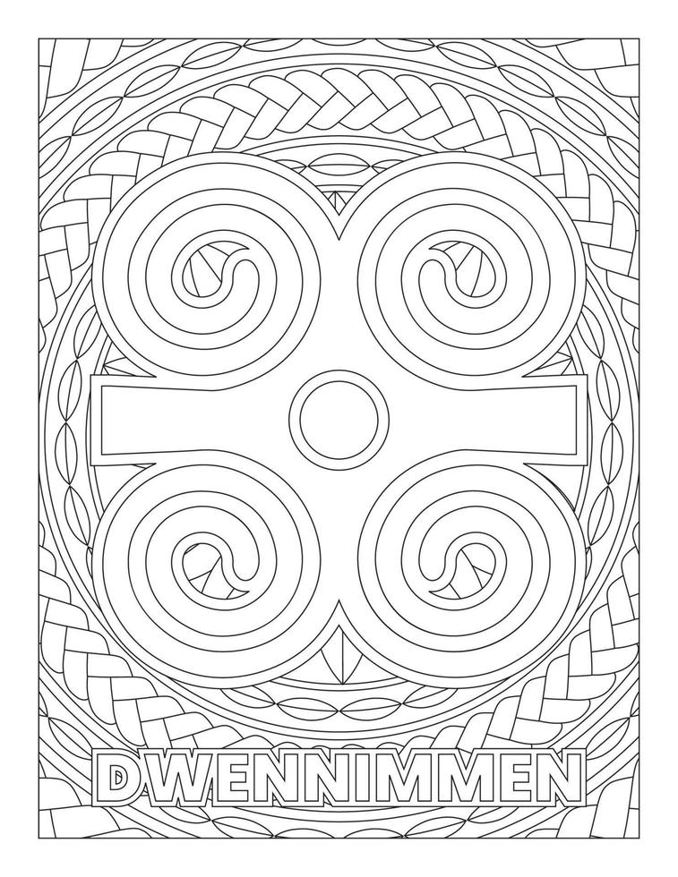 simboli adinkra africani da colorare pagina dwennimmen vettore