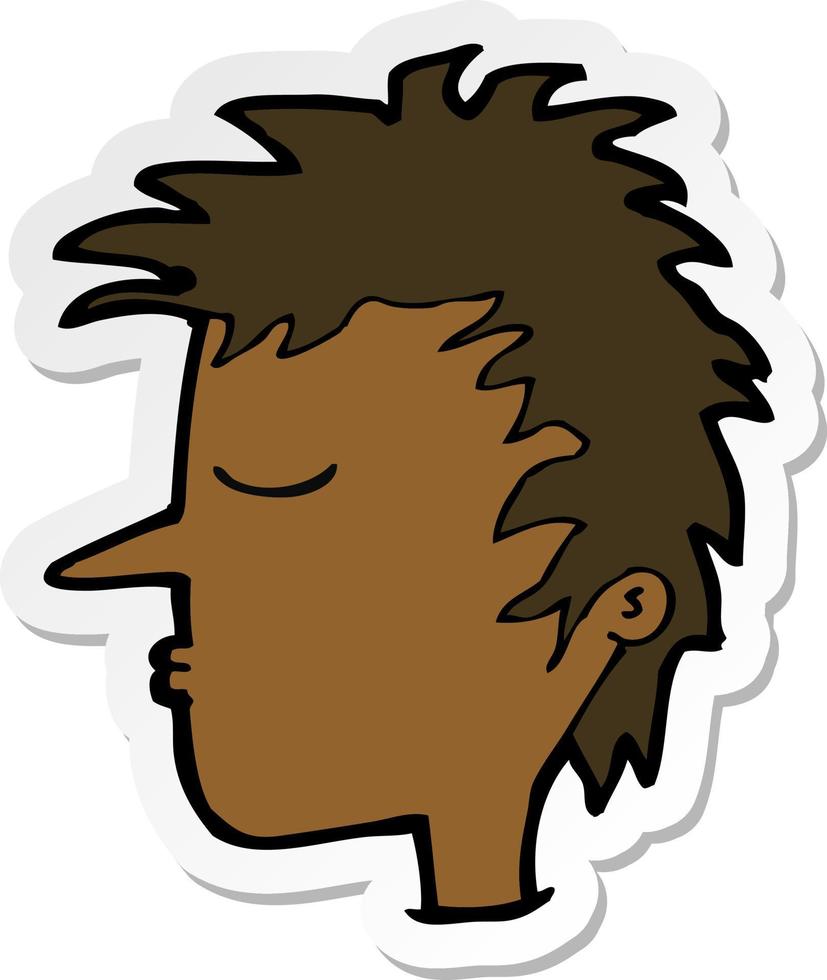 adesivo di un volto maschile cartone animato vettore