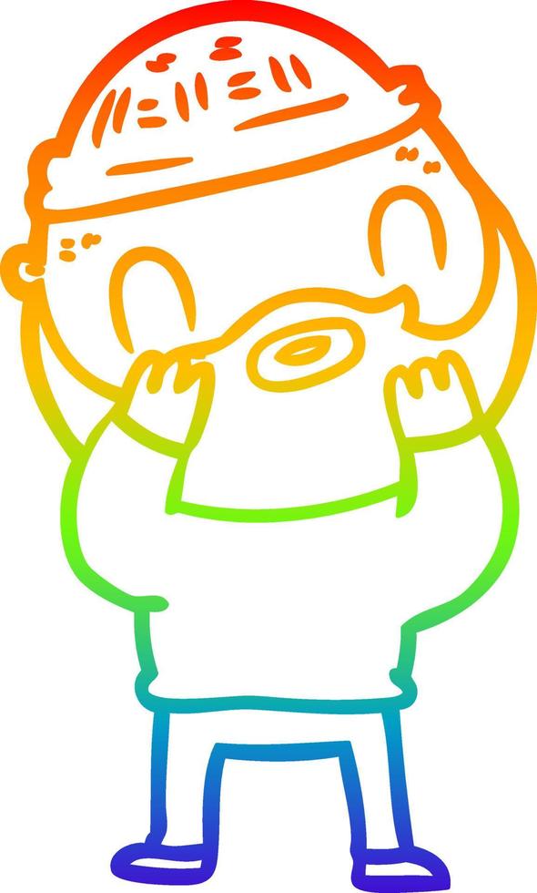 arcobaleno gradiente linea disegno cartone animato uomo barbuto vettore