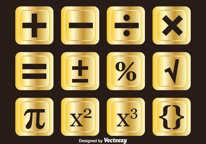 Set di simboli di simboli matematici d'oro vettore