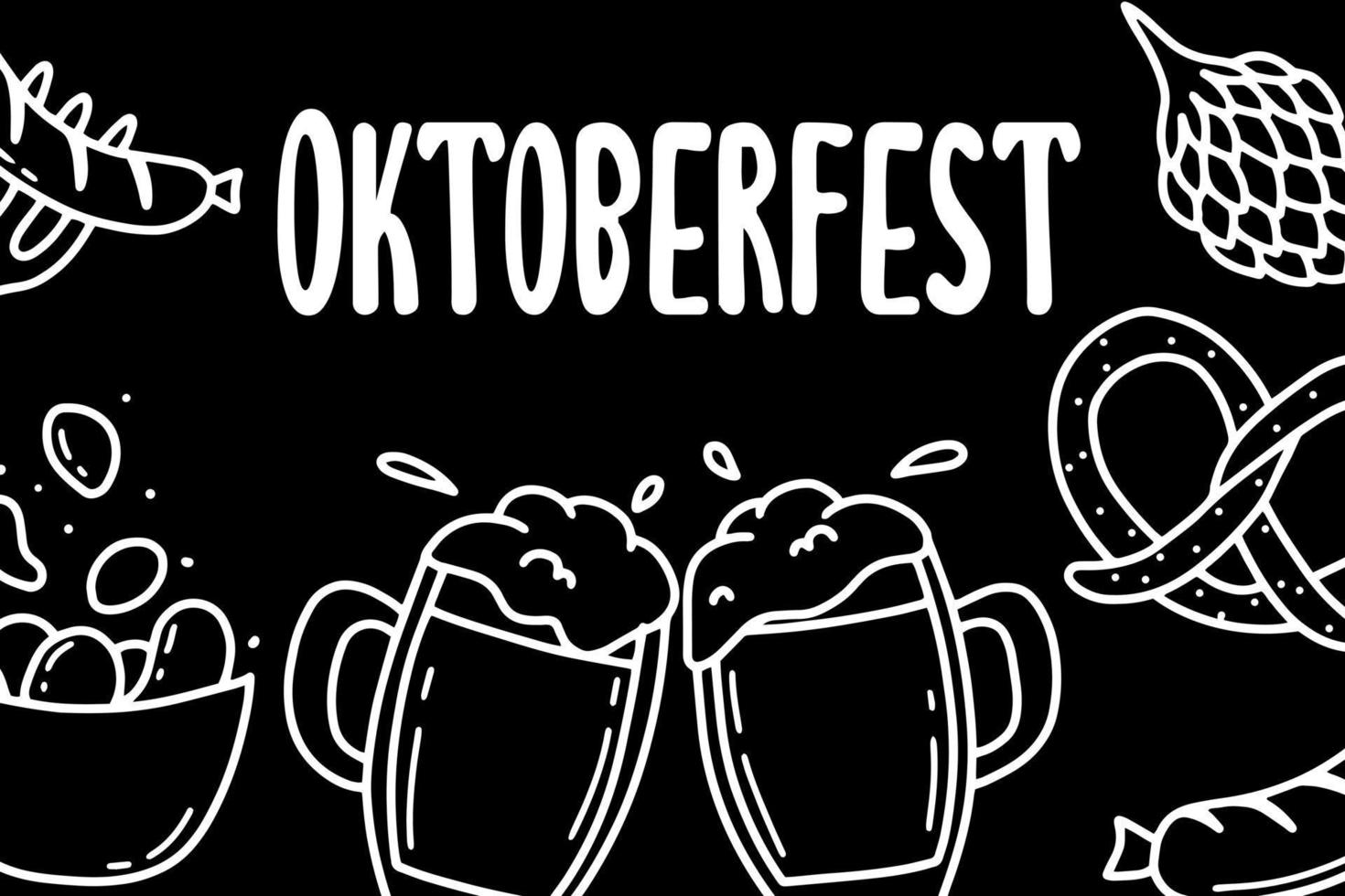 Oktoberfest. pugno di birra. poster con birra. illustrazione vettoriale. stile scarabocchio. vettore