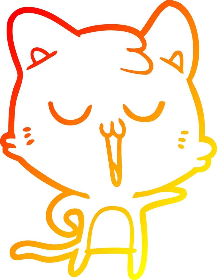 caldo gradiente di disegno del gatto del fumetto che canta vettore