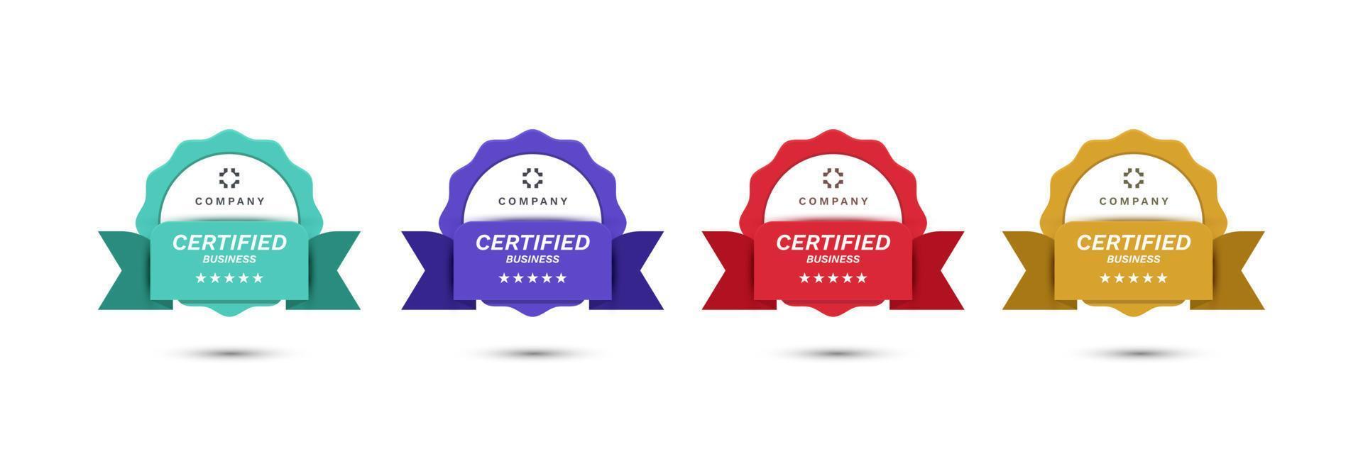 design moderno del distintivo del certificato con l'illustrazione di vettore del nastro