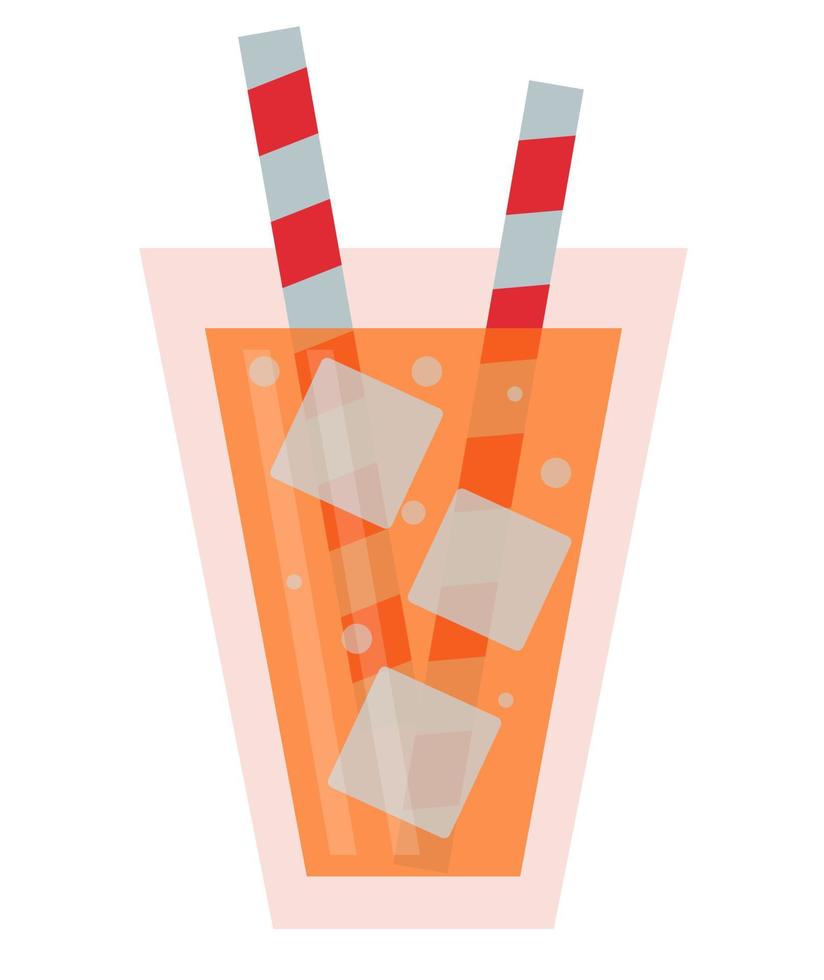 illustrazione di un cocktail con cannucce e ghiaccio vettore
