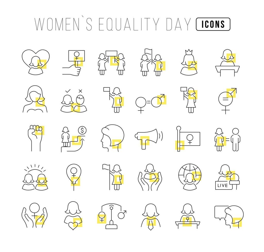 icone della linea vettoriale della giornata dell'uguaglianza delle donne