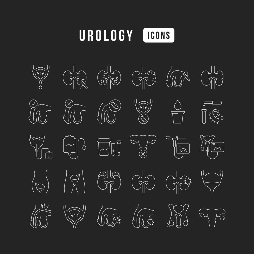 set di icone lineari di urologia vettore