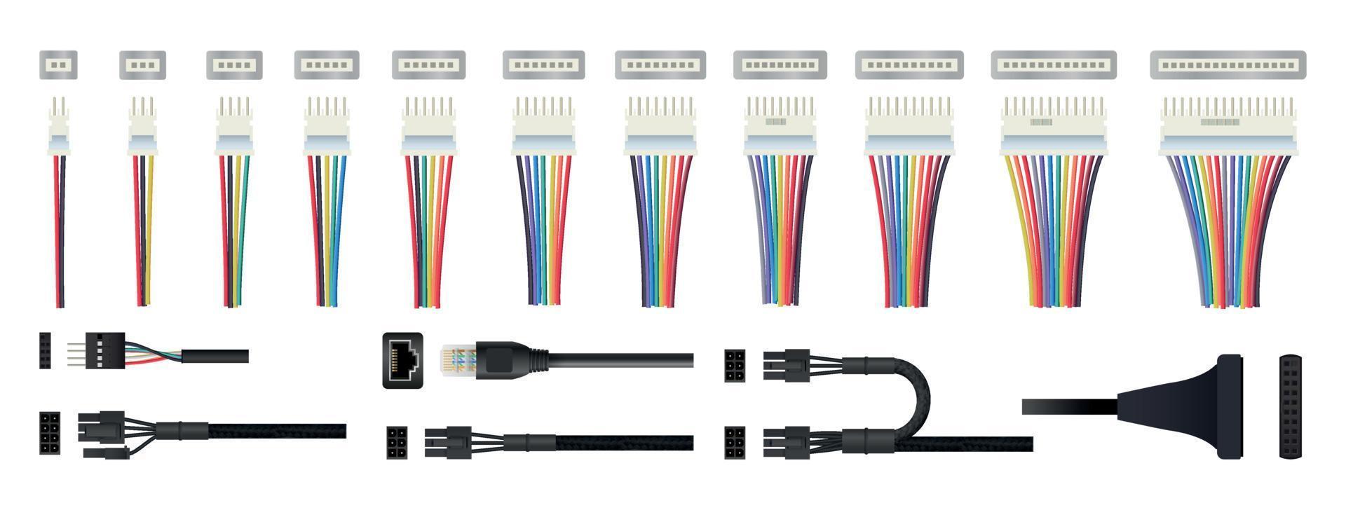 raccolta di connettori e cavi vettore