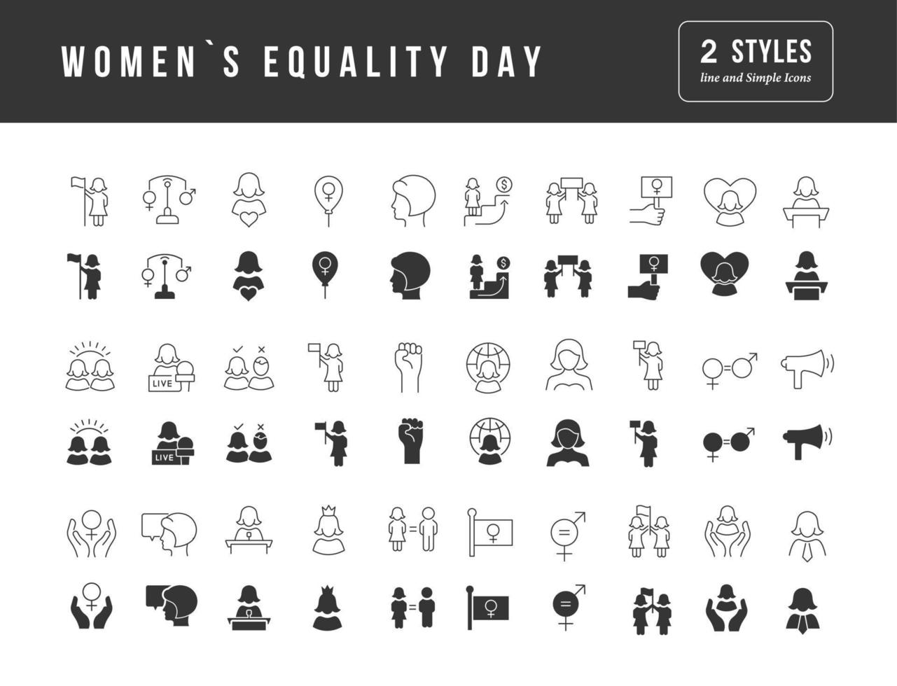 icone semplici di vettore del giorno dell'uguaglianza delle donne