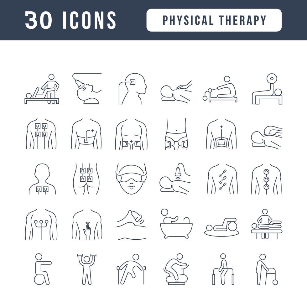 set di icone lineari di terapia fisica vettore