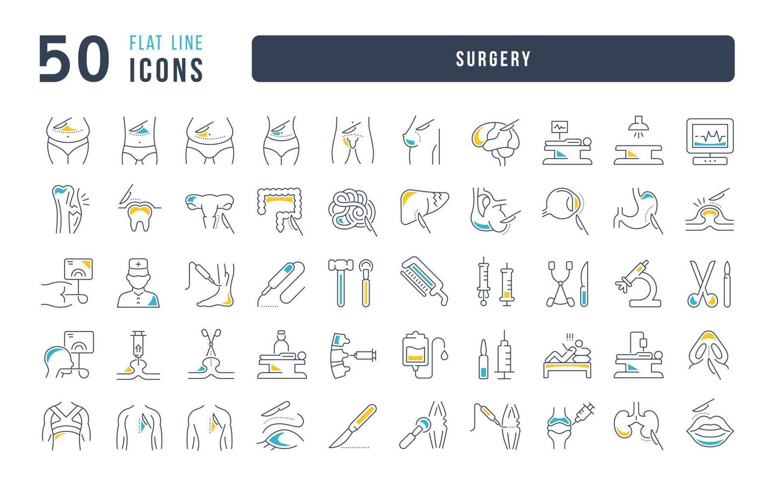 set di icone lineari di chirurgia vettore