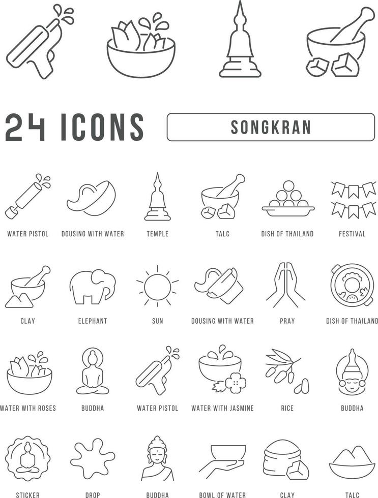 icone della linea vettoriale di songkran