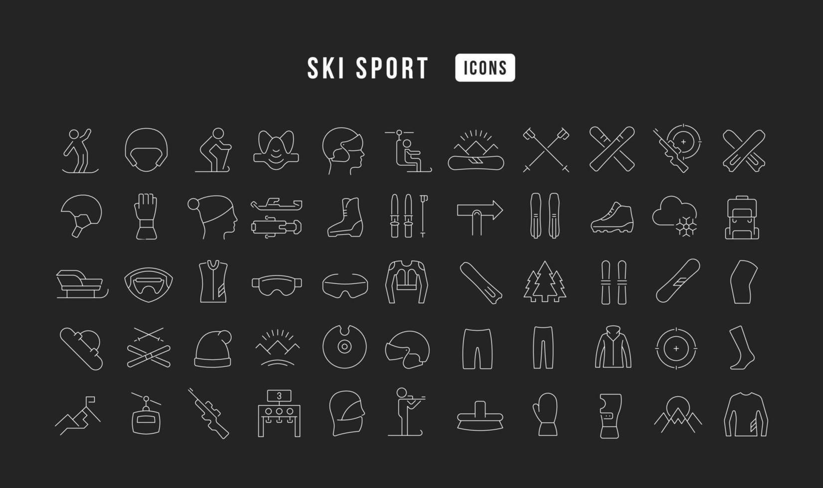 set di icone lineari dello sport sciistico vettore