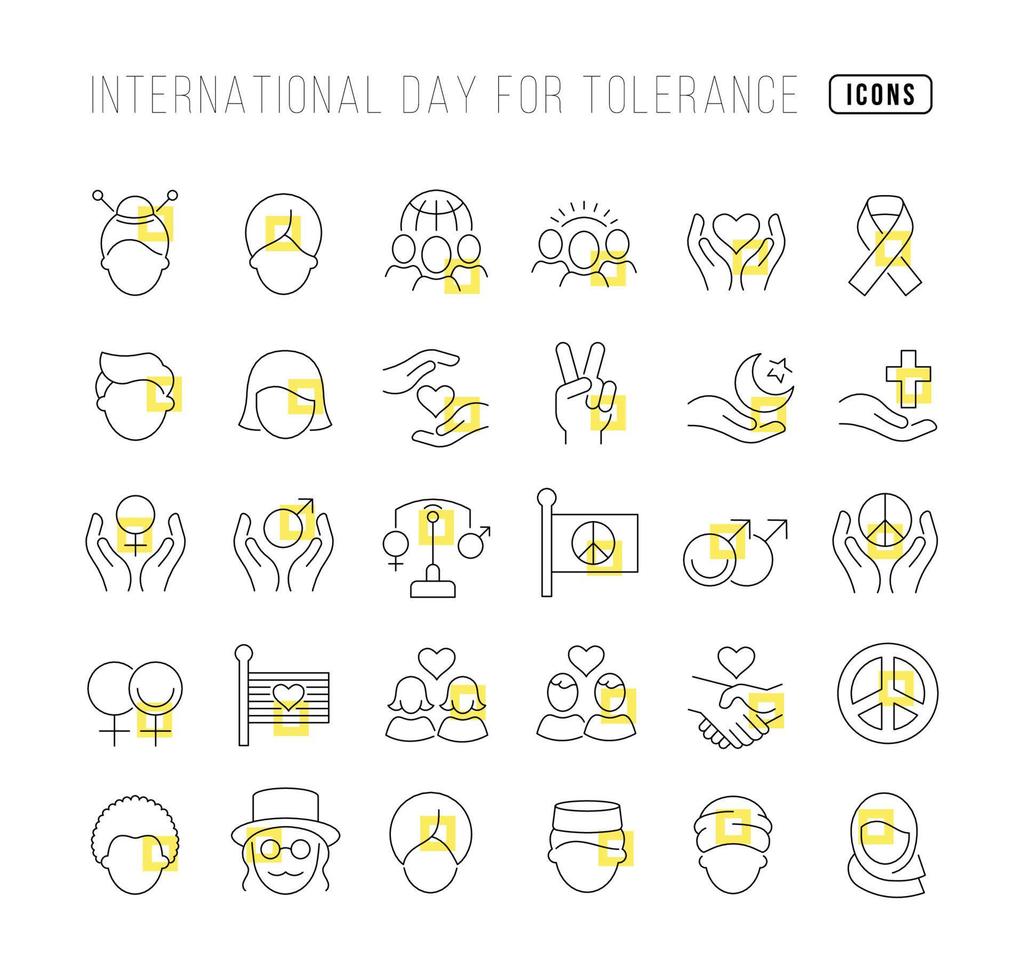 icone della linea vettoriale della giornata internazionale della tolleranza