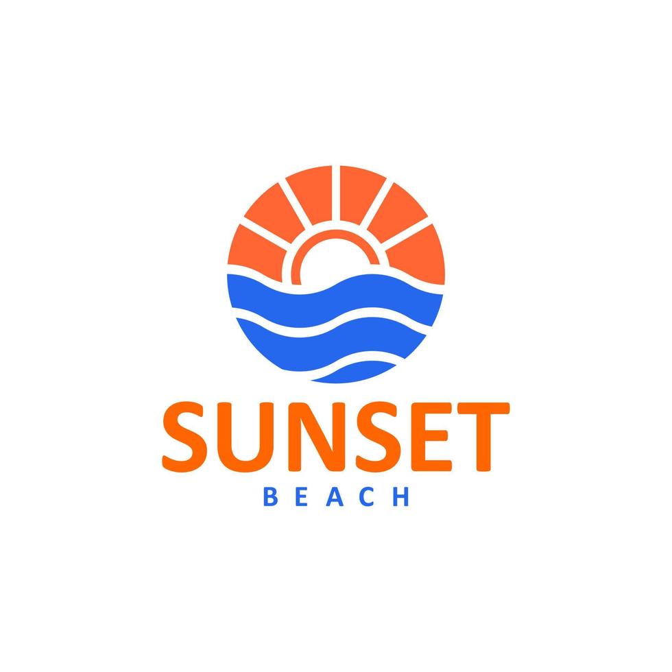 logo della spiaggia del tramonto per il design della t-shirt vettore