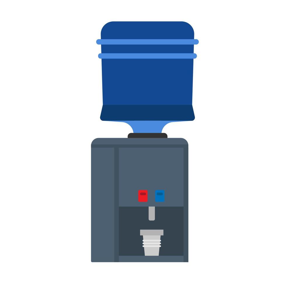 liquido dell'icona piatta di vettore dell'erogatore d'acqua. bottiglia più fresca bevanda attrezzature in plastica per ufficio. verticale della macchina purificata gallone blu