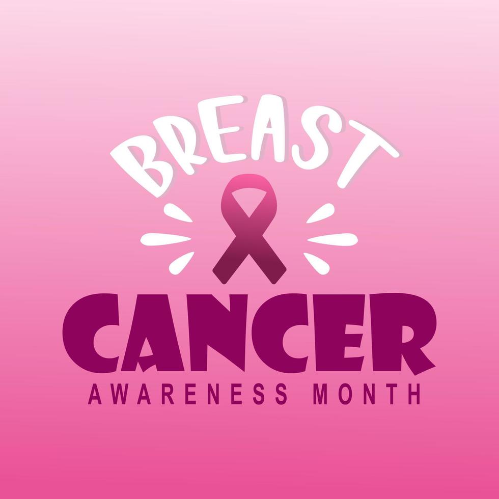 mese di sensibilizzazione sul cancro al seno ad ottobre. poster di calligrafia vettoriale nastro rosa, modello. illustrazione vettoriale.