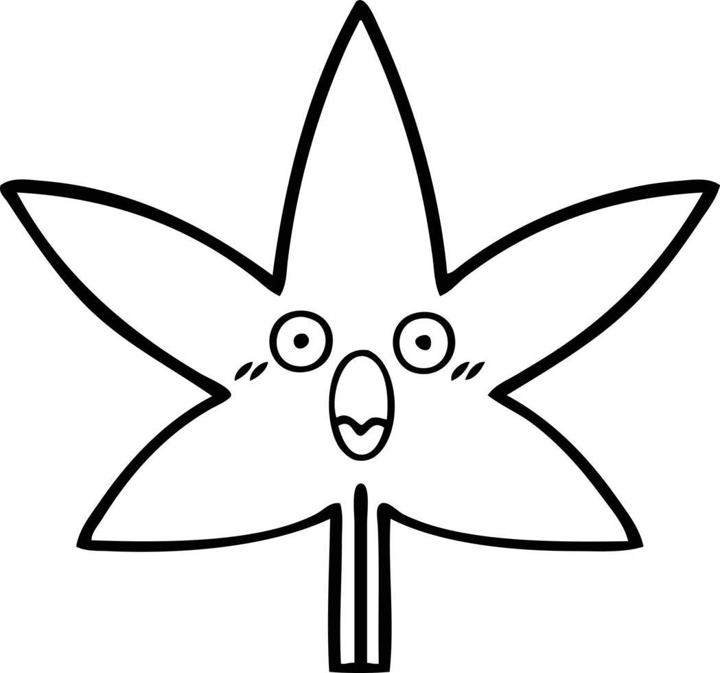 foglia di marijuana del fumetto di disegno a tratteggio vettore