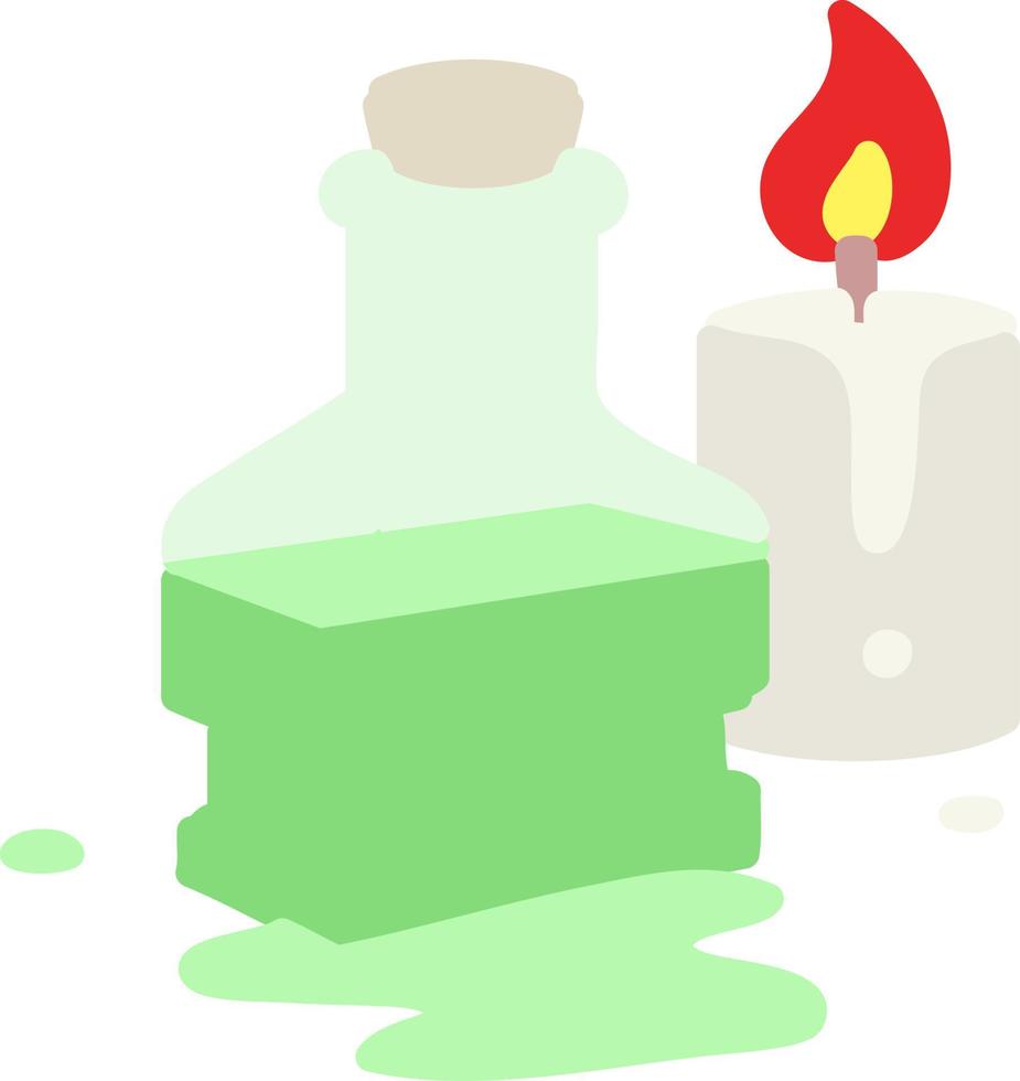 pozione magica in bottiglia fantasia con candela vettore