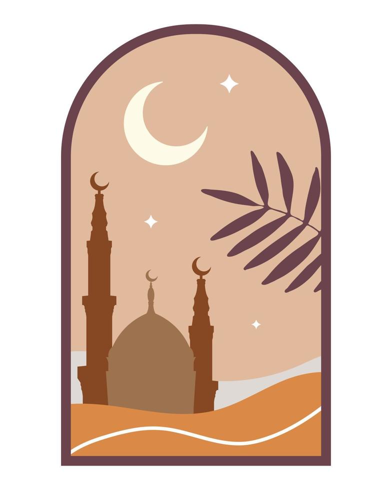 sfondo islamico in cornice ad arco arabo. stile bohémien. vettore