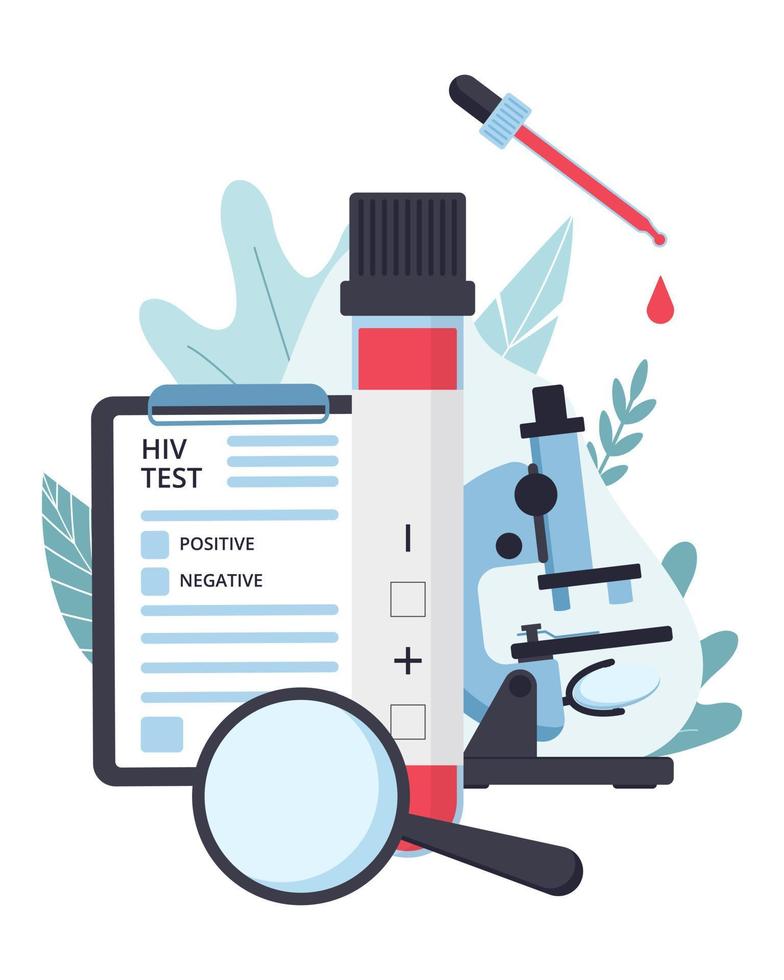 concetto di test hiv. hiv, giornata mondiale contro l'AIDS, concetto di consapevolezza della malattia. sfondo per poster, web, banner, volantini, ecc. vettore