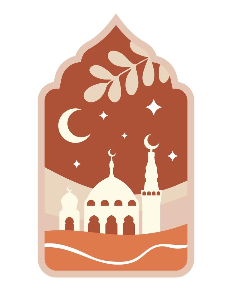 sfondo islamico in cornice ad arco arabo. stile bohémien. vettore