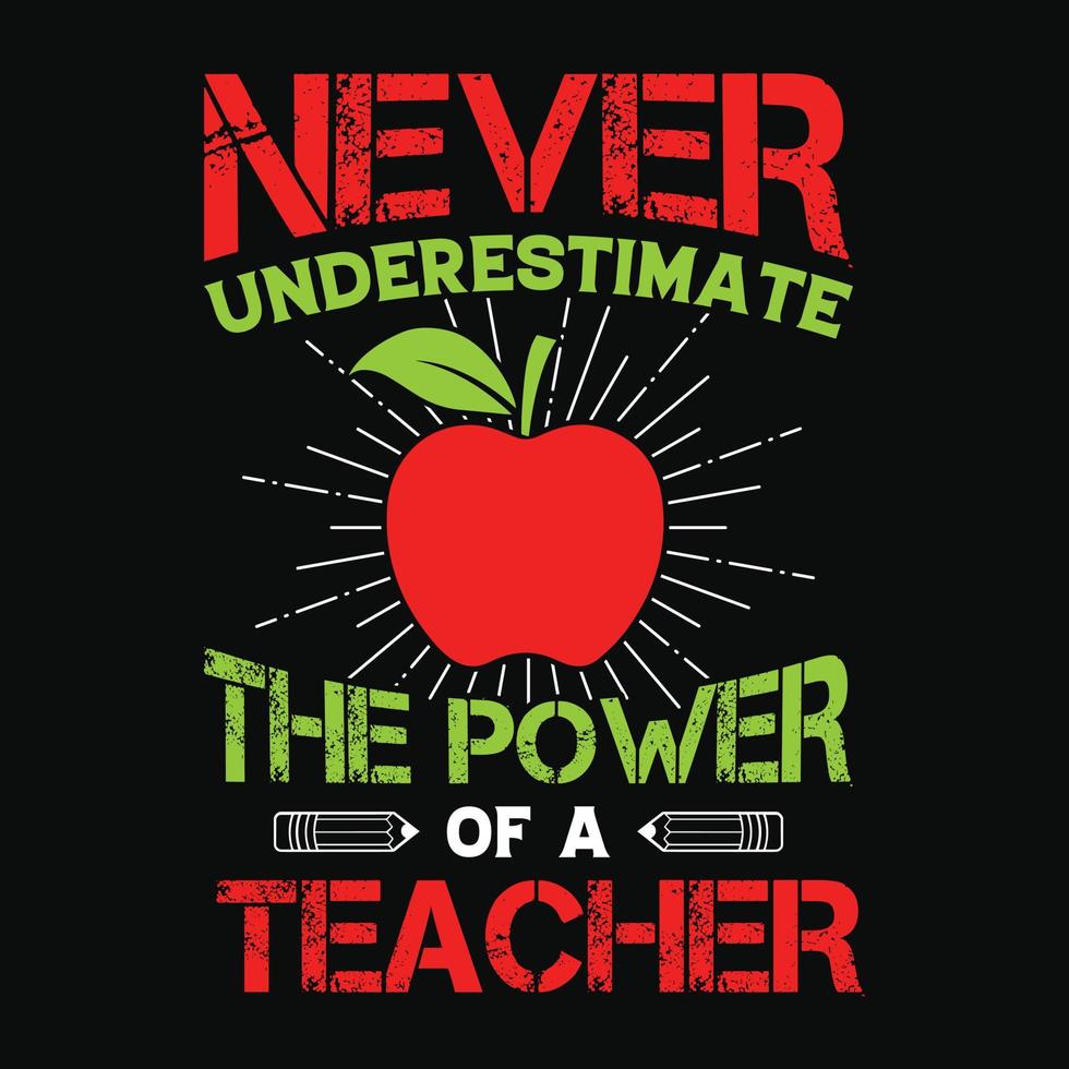 non sottovalutare mai il potere di un insegnante: l'insegnante cita t-shirt, tipografia, grafica vettoriale o poster.