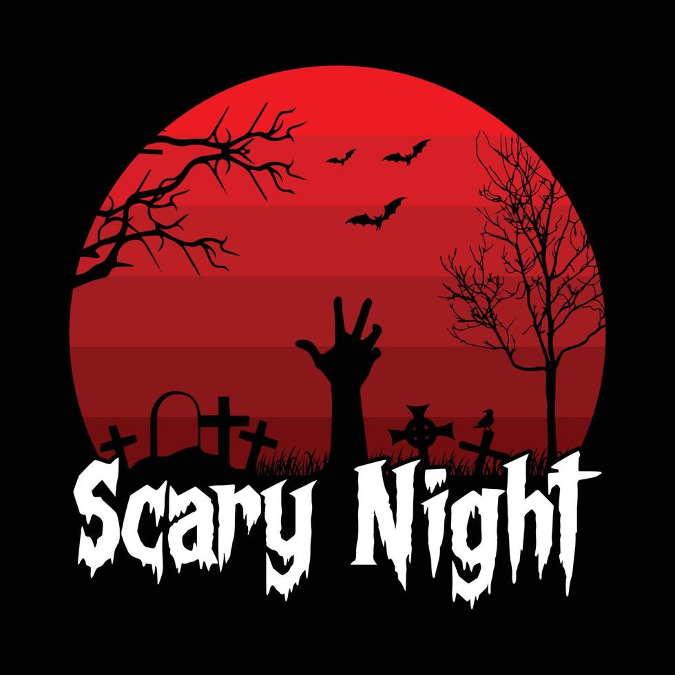notte spaventosa - disegno della maglietta di citazioni di halloween, grafica vettoriale