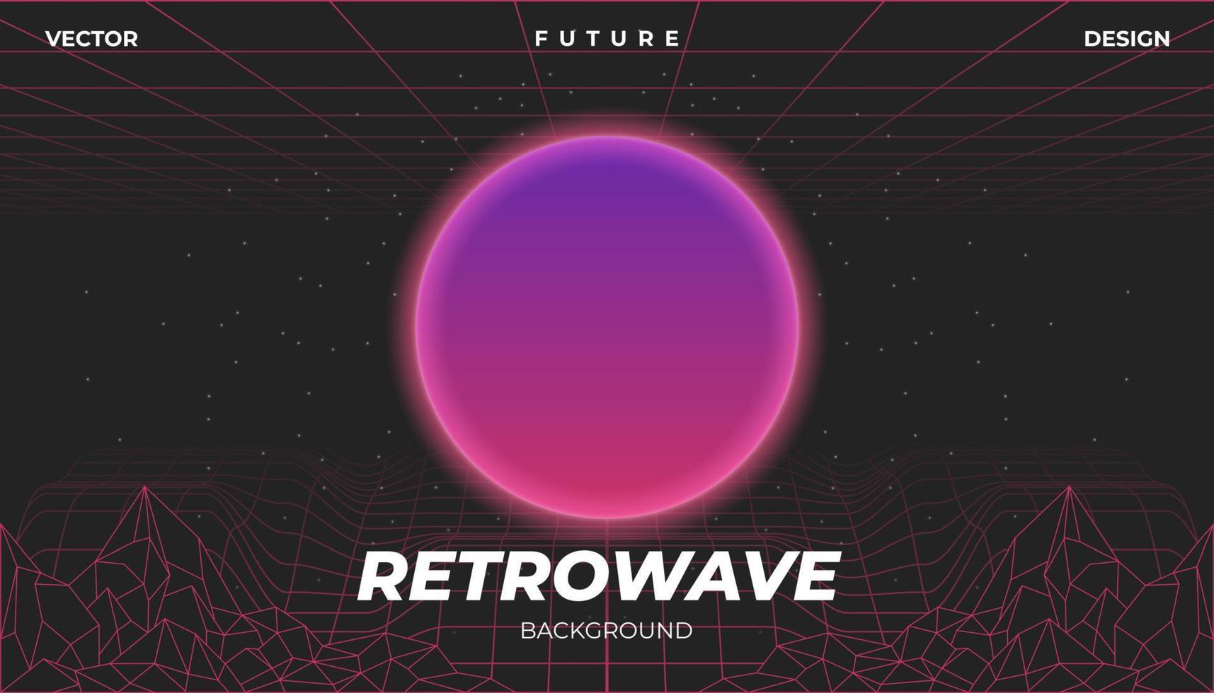 sfondo retrò paesaggio di montagna in stile anni '80. synthwave, retrowave, cyber neon. vettore