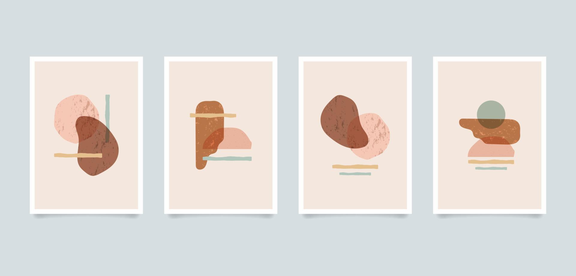 illustrazioni astratte minimaliste estetiche moderne. collezione di poster d'arte con decorazioni da parete in composizione contemporanea. vettore