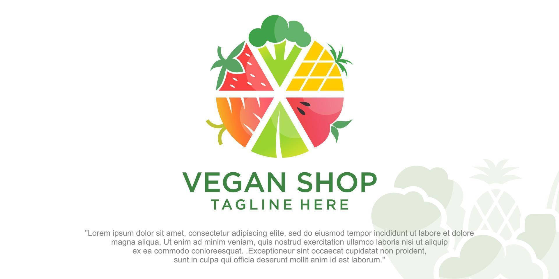 design del logo del negozio di frutta e verdura fresca vettore