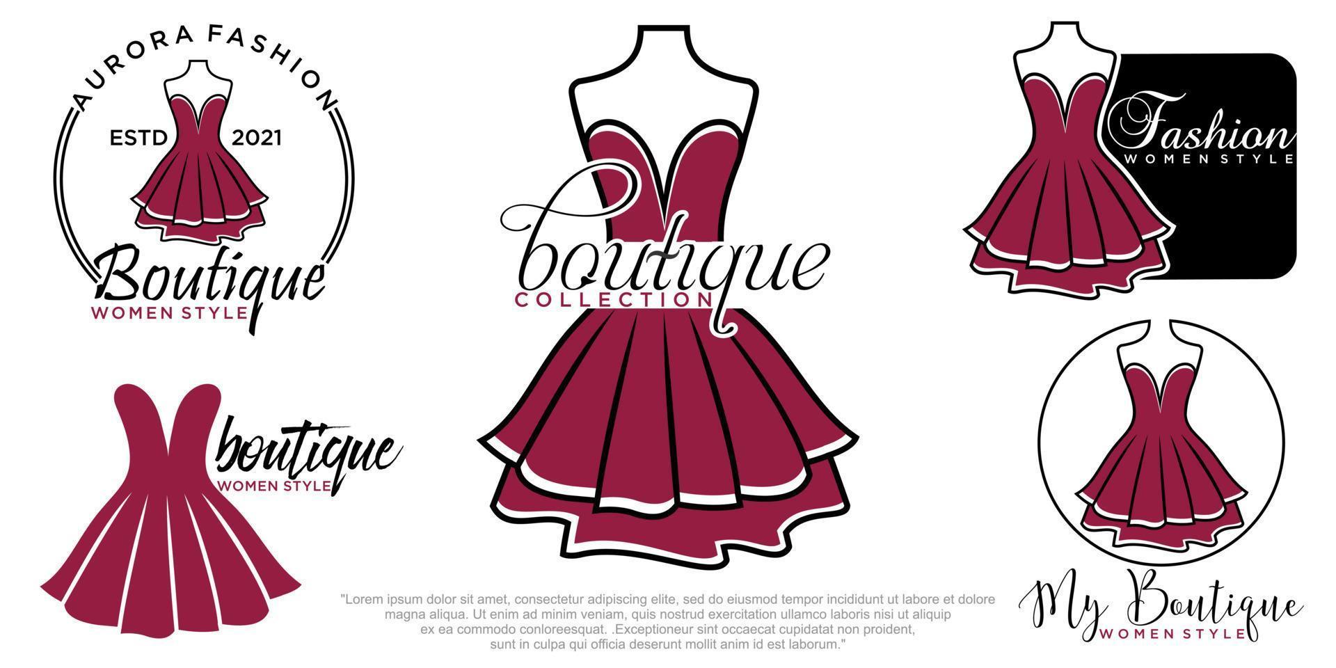 bellissimo vestito donna logo semplice creativo per boutique logo vettoriale