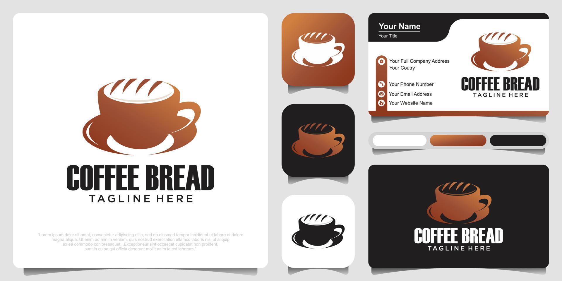 caffè e pane caffè logo design ispirazione vettore premium