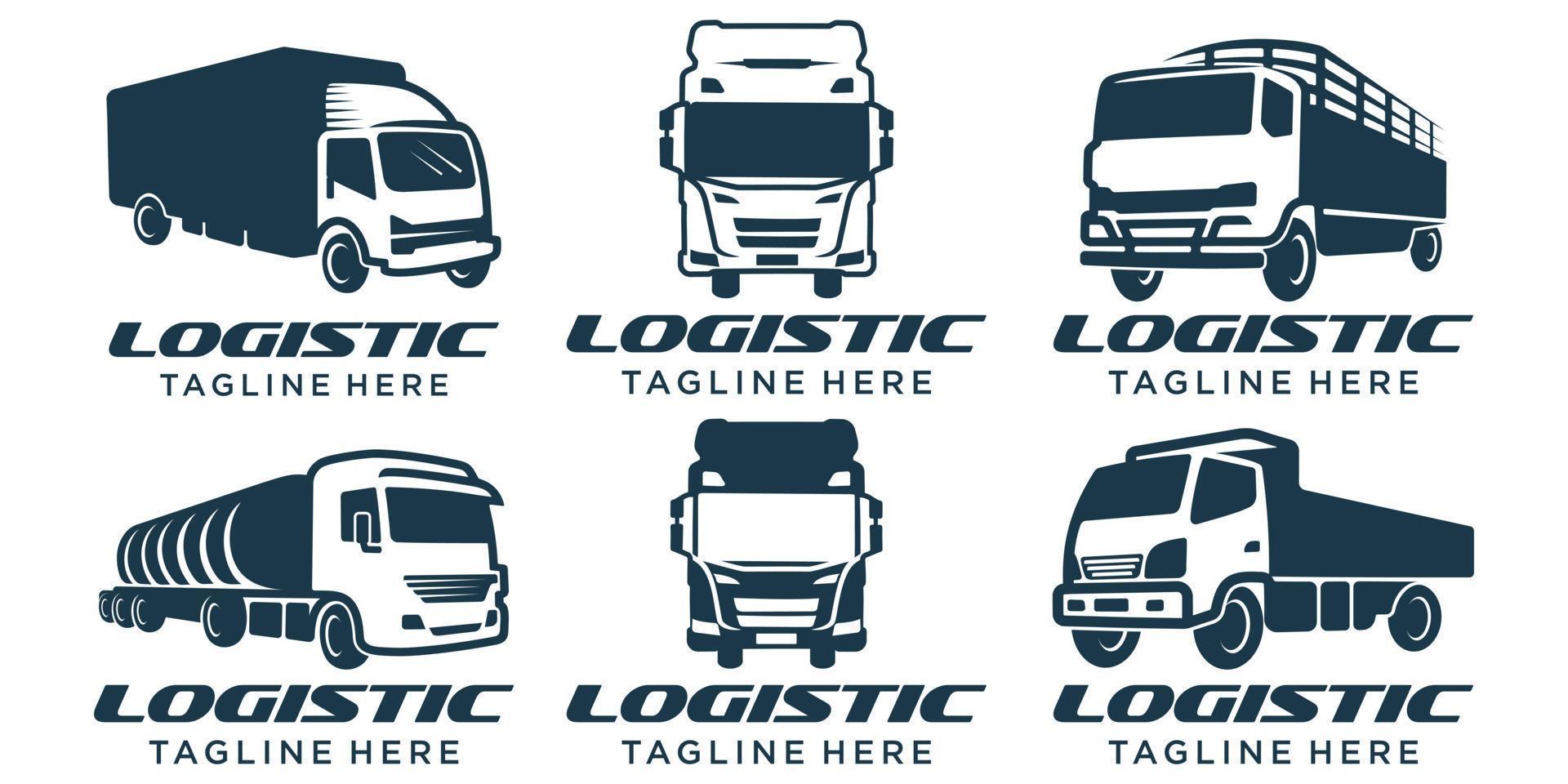 logo del camion, logo del carico, camion del carico di consegna, vettore di progettazione del logo del set di icone logistiche