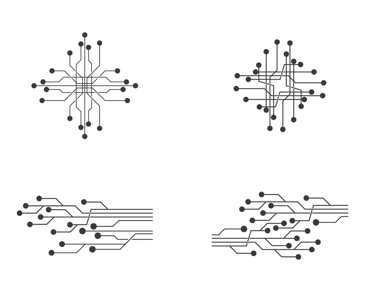 set logo linee di circuito vettore