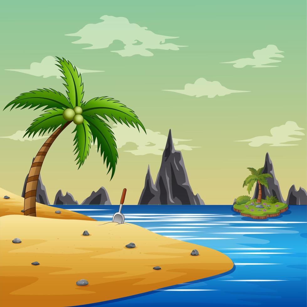 sfondo tropicale con oceano blu e spiagge assolate vettore