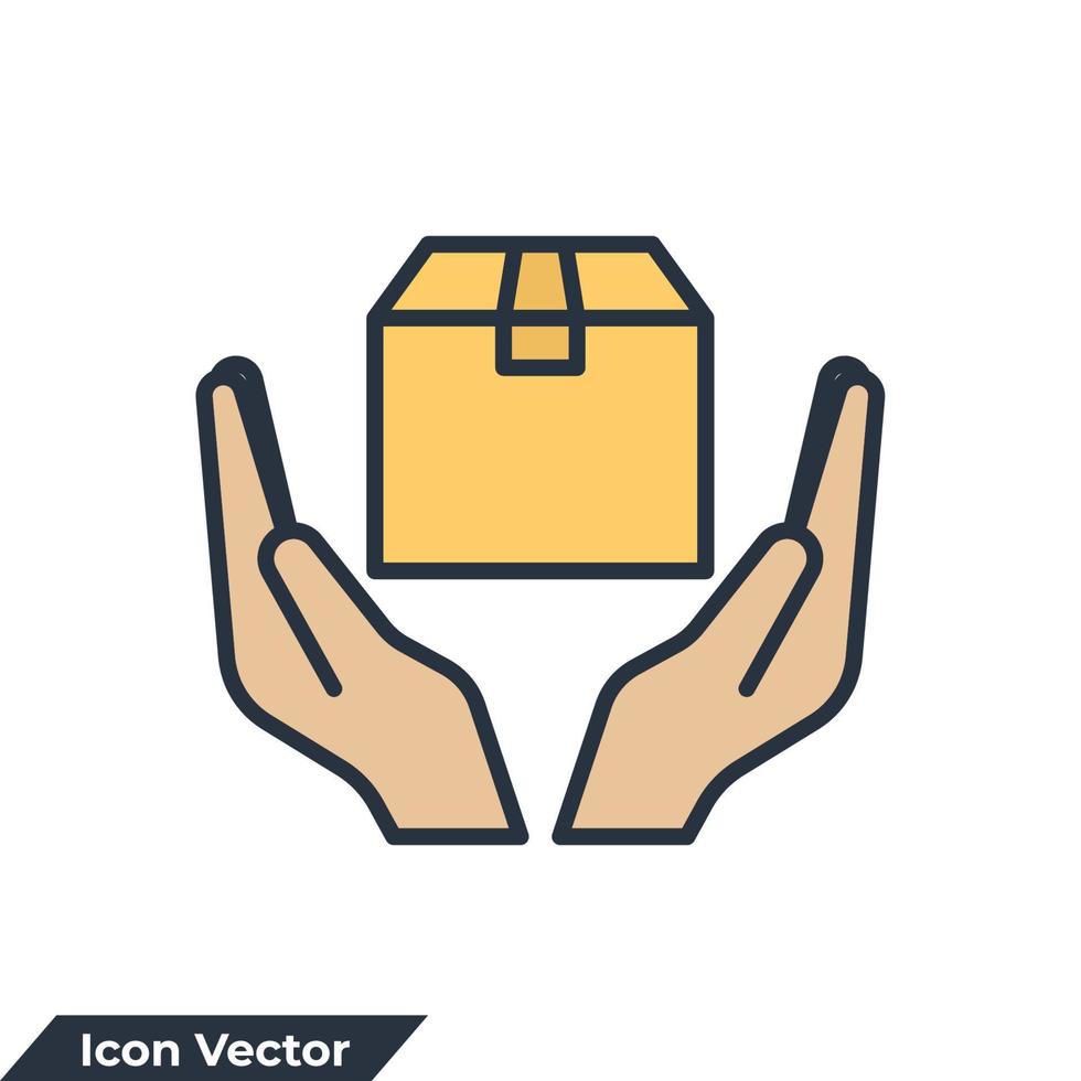 maneggiare con cura icona logo illustrazione vettoriale. gestire con cura il modello di simbolo del segno per la raccolta di grafica e web design vettore