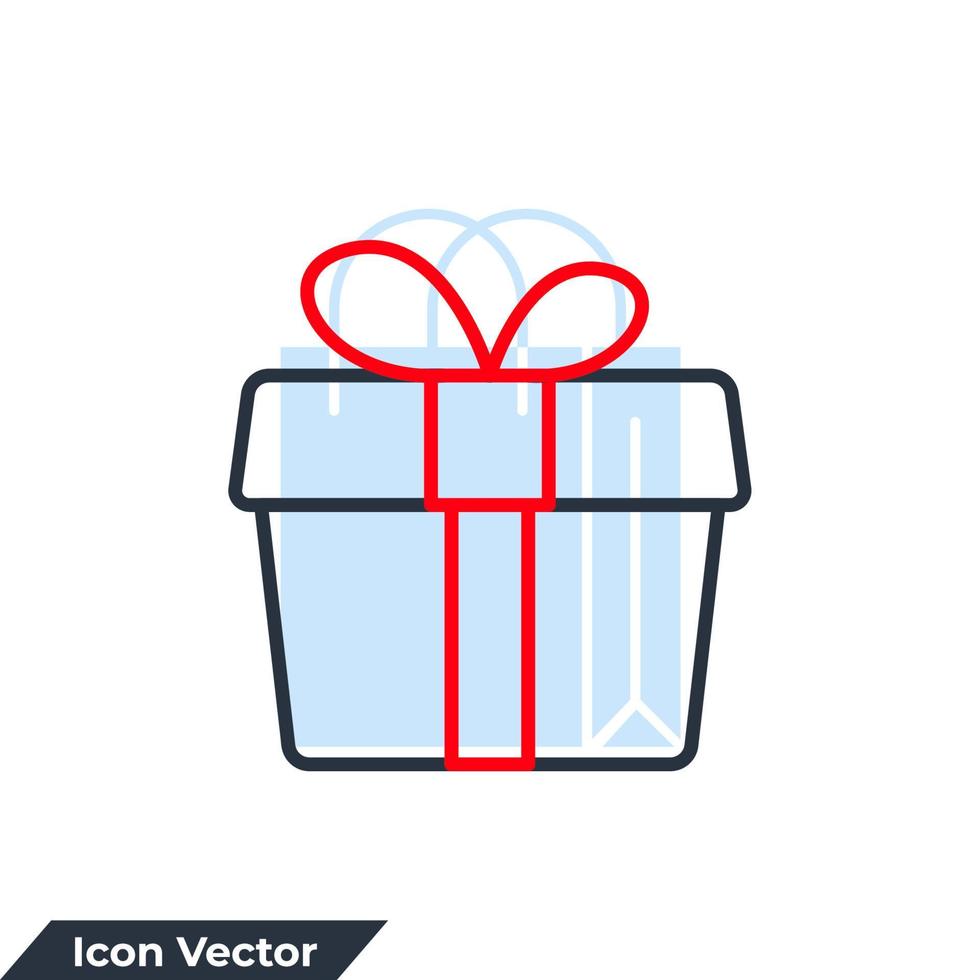 illustrazione vettoriale del logo dell'icona della confezione regalo. modello di simbolo regalo per la raccolta di grafica e web design
