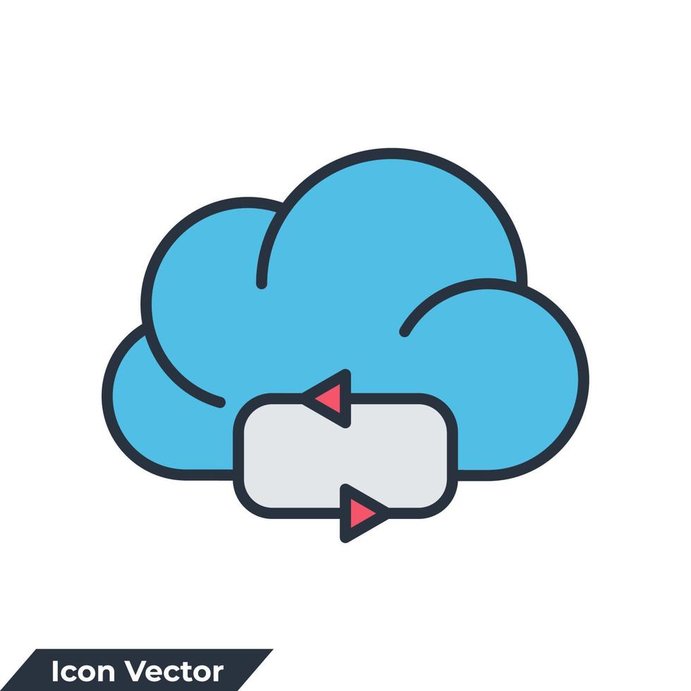 illustrazione vettoriale del logo dell'icona della nuvola di sincronizzazione. modello di simbolo di cloud computing per la raccolta di grafica e web design