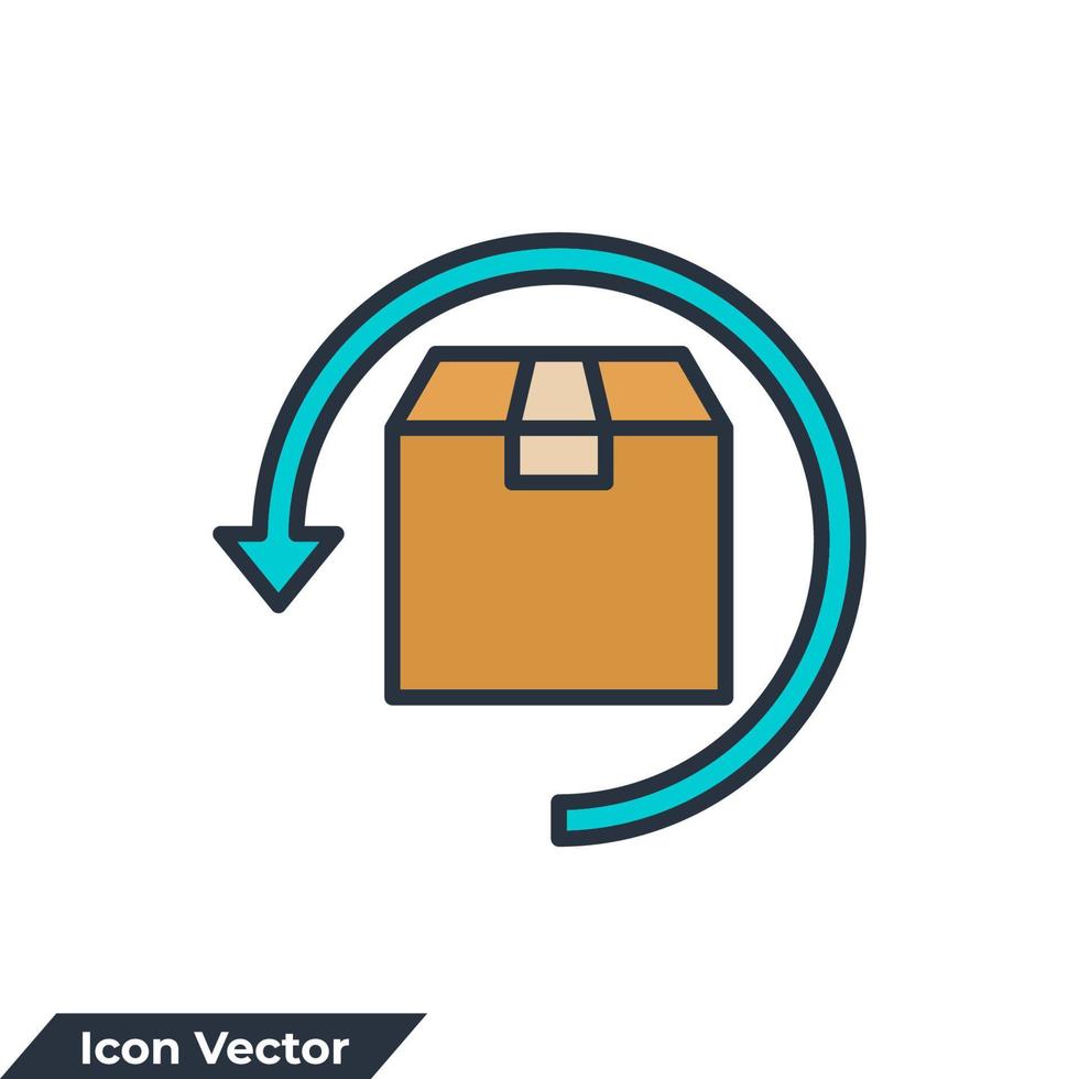 illustrazione vettoriale del logo dell'icona di ritorno. modello di simbolo di consegna dell'ordine e logistica inversa per la raccolta di grafica e web design