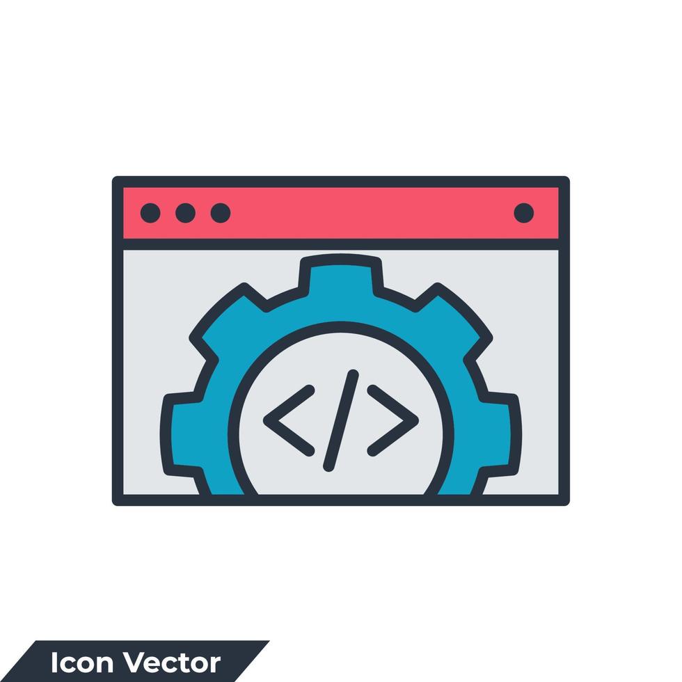 illustrazione vettoriale del logo dell'icona di sviluppo. modello di simbolo del software per la raccolta di grafica e web design