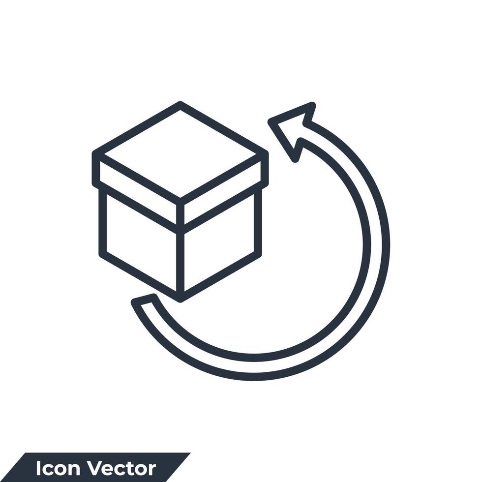 illustrazione vettoriale del logo dell'icona di ritorno. modello di simbolo di consegna dell'ordine e logistica inversa per la raccolta di grafica e web design