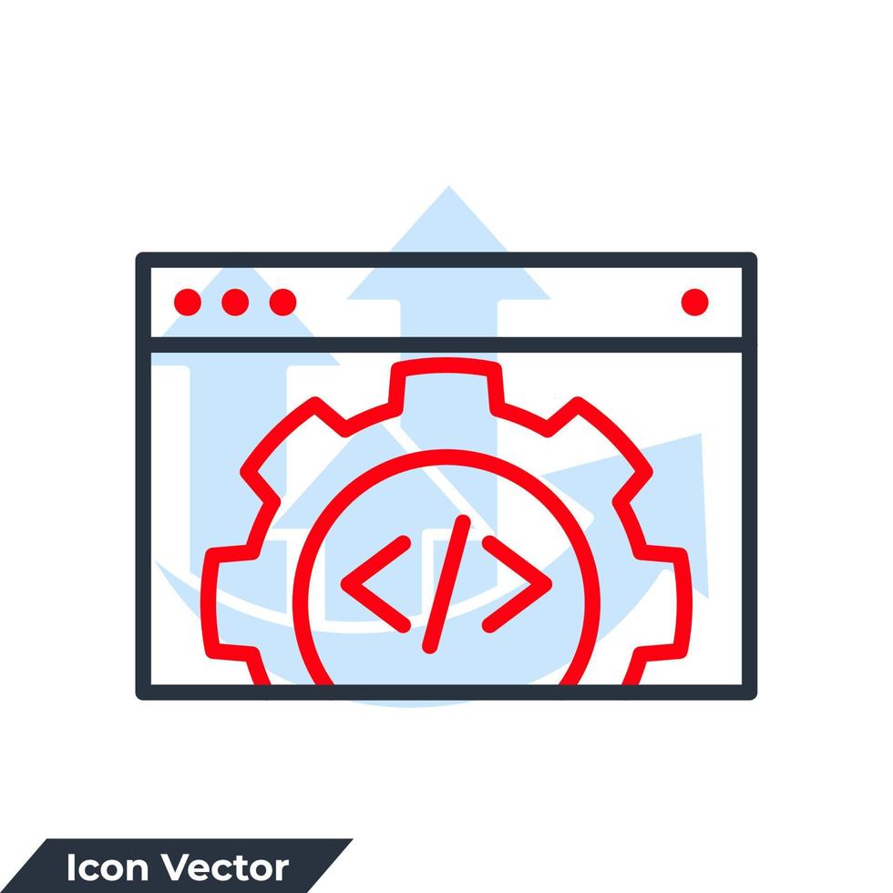 illustrazione vettoriale del logo dell'icona di sviluppo. modello di simbolo del software per la raccolta di grafica e web design